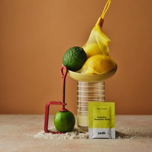 Lemon lime electrolyte sachets with sodium potassium and magnesium supporting muscle recovery hydration and chiropractic care