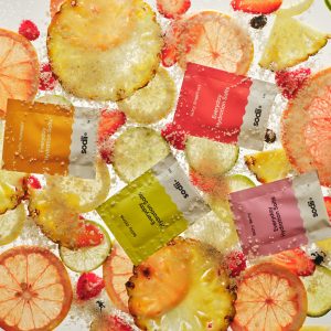 Mixed fruit electrolyte sachets with magnesium and minerals supporting hydration bone strength and joint function