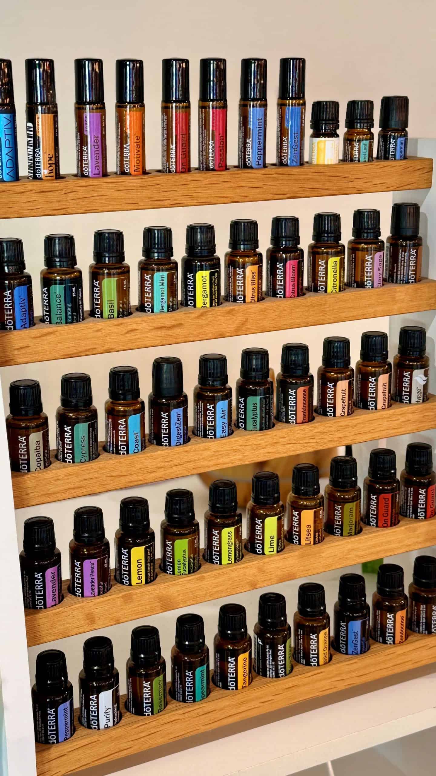 image of display wall containing large range of doterra oils